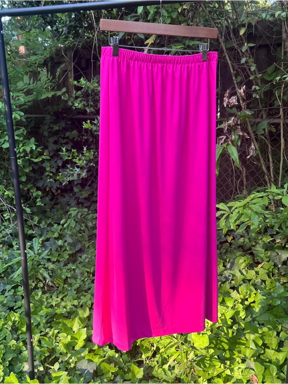 Vintage Bright Pink Elastic-Waist Maxi Skirt